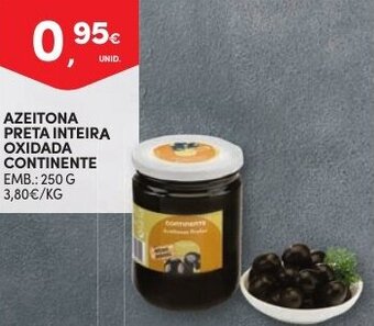 Continente Azeitona Preta Inteira Oxidada Continente 250g promoção