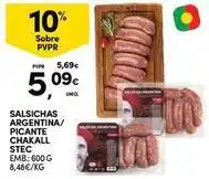 Continente Bom dia Stec - salsichas argentina/picante chakall promoção