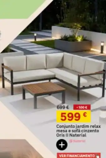 Conjunto jardim relax mesa e sofá cinzento Oris Il Naterial