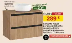 Leroy Merlin Conjunto móvel para casa de banho suspensão 80cm nogueira Alpine com lavatório D39 Domus promoção