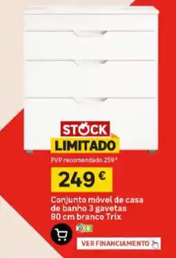 Leroy Merlin Conjunto móvel de casa de banho 3 gavetas 80 cm branco Trix promoção
