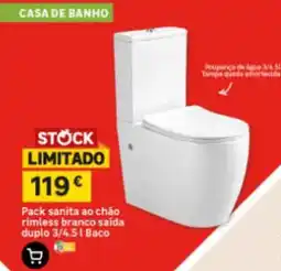 Leroy Merlin Pack sanita ao chão rimless branco saída duplo 3/4.5 l Baco promoção