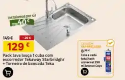 Leroy Merlin Pack lava louça 1 cuba com escorredor Tekaway Starbridghr + Torneira de bancada Teka promoção