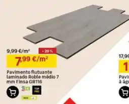 Leroy Merlin Pavimento flutuante laminado Roble médio 7 mm Finsa GR116 promoção
