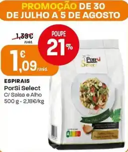 Intermarché Espirais porsi select c/ salsa e alho promoção