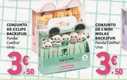 E.Leclerc Conjunto de 5 clips back2fun panda/coelho/urso promoção