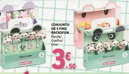 E.Leclerc Conjunto de 5 pins back2fun panda/coelho/urso promoção