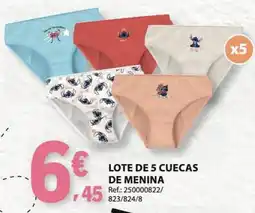 E.Leclerc Lote de 5 cuecas de menina promoção
