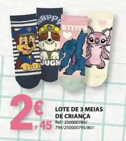 E.Leclerc Lote de 3 meias de criança promoção