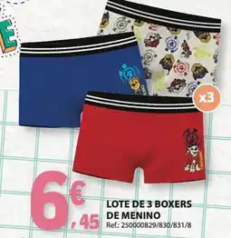 E.Leclerc Lote de 3 boxers de menino promoção
