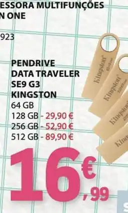 E.Leclerc pendrive data traveler se9 g3 kingston promoção