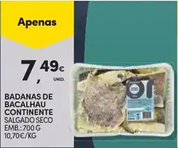 Continente Badanas de bacalhau continente promoção