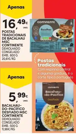 Continente Postas tradicionais de bacalhau msc continente promoção
