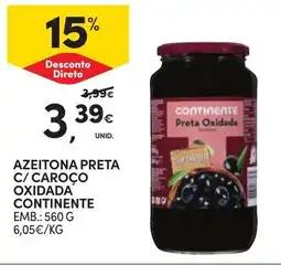 Continente azeitona preta c/ caroço oxidada continente promoção