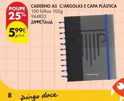 Pingo Doce caderno a5 c/argolas e capa plástica classroom promoção