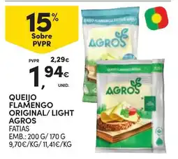 Continente Queijo flamengo original/light agros fatias promoção