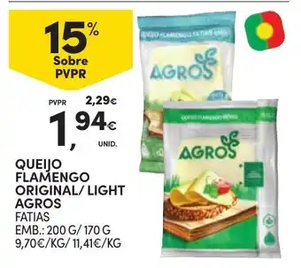 Continente Queijo flamengo original/light agros fatias promoção