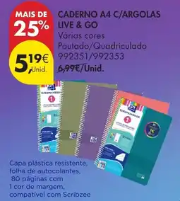 Pingo Doce caderno a4 c/argolas live & go promoção