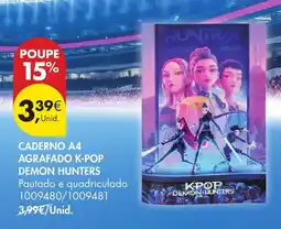 Pingo Doce Caderno A4 Aagrafado K-Pop Demon Hunters promoção