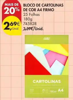 Pingo Doce Bloco de cartolinas de cor a4 firmo promoção