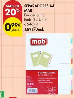 Pingo Doce separadores a4 mab promoção