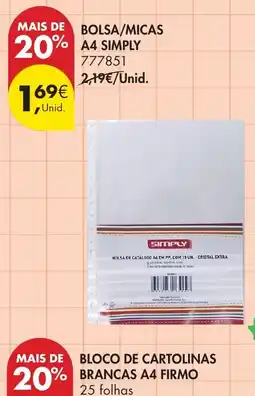 Pingo Doce bolsa/micas a4 simply promoção