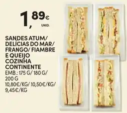 Continente Sandes atum/delícias do mar/frango/fiambre e queijo cozinha continente promoção
