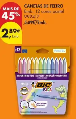 Pingo Doce Canetas de feltro bic kids pastel promoção