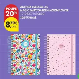 Pingo Doce agenda escolar a5 magic fairy/garden moonflower promoção