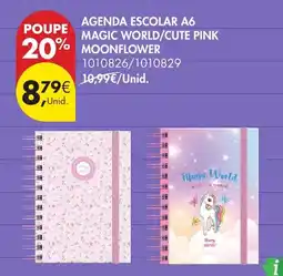 Pingo Doce agenda escolar a6 magic world/cute pink moonflower promoção
