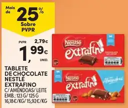 Continente tablete de chocolate nestle extrafino c/ amêndoas/ leite promoção
