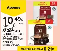 Continente cápsulas de café compatíveis c/ dolce gusto continente ristretto robusto/ platinum promoção
