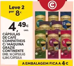 Continente Cápsulas de café compatíveis c/ máquina grazie continente promoção