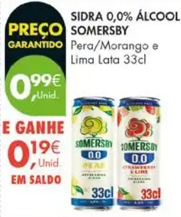 Pingo Doce Sidra 0,0% álcool somersby pera/morango e lima lata promoção