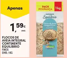 Continente Flocos de aveia integral continente equilíbrio finos promoção