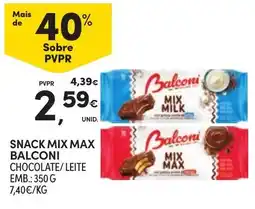 Continente Snack mix max balconi chocolate/leite promoção