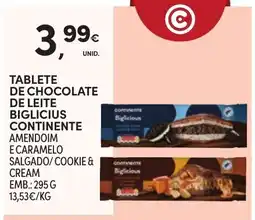 Continente Tablete de chocolate de leite biglicius continente promoção