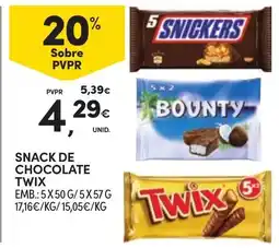 Continente Snack de chocolate twix promoção
