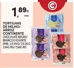 Continente Tortilhas de milho/arroz continente chocolate negro/branco e iogurte promoção