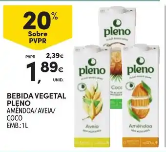 Continente Bebida vegetal pleno amêndoa/aveia/coco promoção