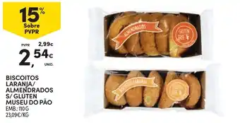 Continente Biscoitos laranja/almendrados s/gluten museu do pão promoção