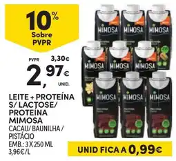 Continente Leite + proteína s/ lactose/ proteína mimosa cacau/baunilha/ pistácio promoção