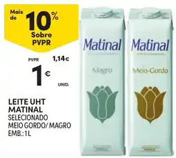 Continente Leite uht matinal selecionado meio gordo/magro promoção