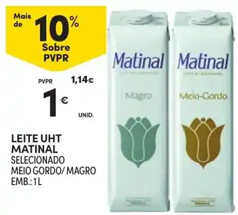 Continente Leite uht matinal selecionado meio gordo/magro promoção