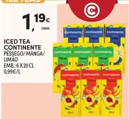 Continente Iced tea continente pêssego/manga/limão promoção