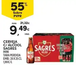 Continente Cerveja c/ álcool sagres mini promoção