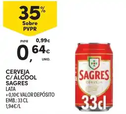 Continente cerveja c/ alcool sagres lata promoção