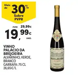 Continente vinho palácio da brejoeira alvarinho, verde, branco promoção