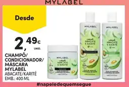 Continente Champô/condicionador/máscara mylabel abacate/karité promoção