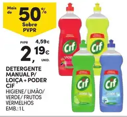 Continente Detergente manual p/ loja + poder cif higiene/ limão/ verde/ frutos vermelhos promoção